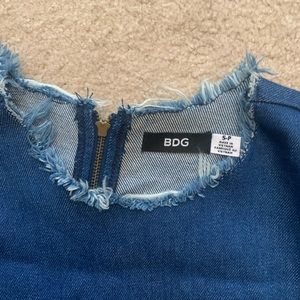 Denim frayed top